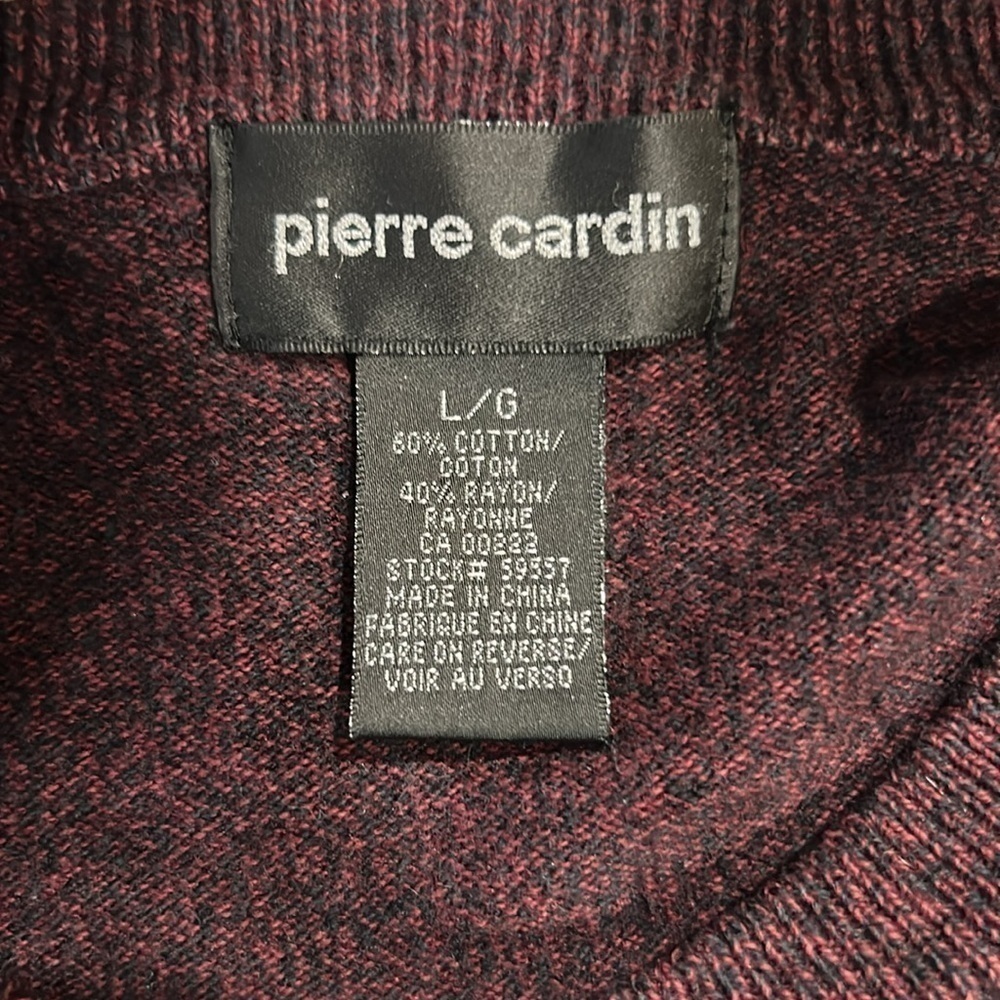 Men's Pierre Cardin V-Neck Sweater Heathered Burgundy Size US L - Picture 3 of 7